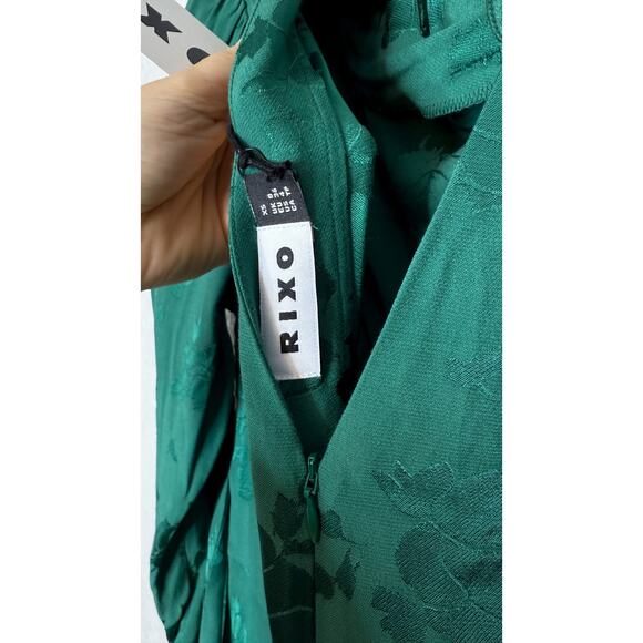 RIXO LONDON "Ginger" Green Floral Jacquard Crepe Maxi Dress NWT US XS - Picture 8 of 11